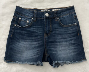 Indigo Rein Denim Shorts Womens Size 3 Distressed Raw Hem Blue Casual
